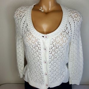 Anthropologie Knitted & knotted white loose knit sweater S